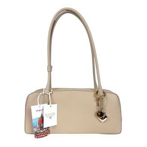 NEW ISADORA 4028 Made in Italy Leather Beige Baguette Shoulder Bag‎ Capsule Chic